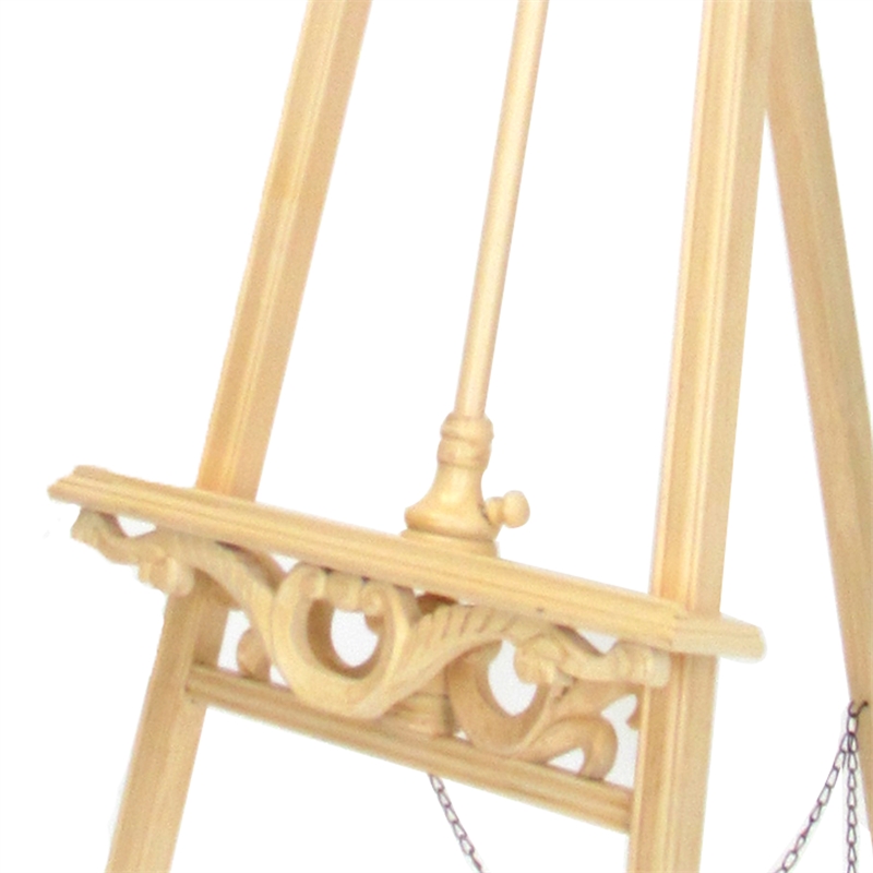 Pemberly Row Wood 3-Legged Easel with Scrollwork Details in Antique White