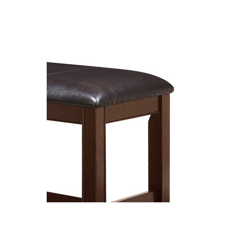 Pemberly Row Counter Height Bench with Leatherette Seat in Brown and Black
