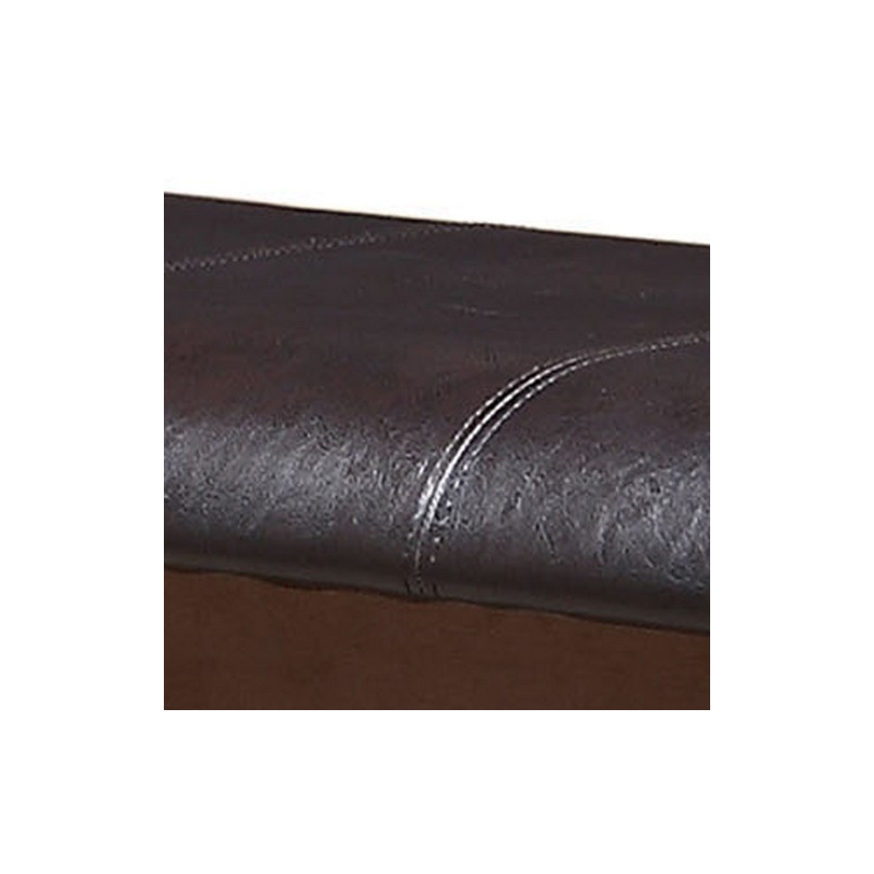 Pemberly Row Counter Height Bench with Leatherette Seat in Brown and Black