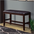 Pemberly Row Counter Height Bench with Leatherette Seat in Brown and Black
