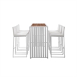 Pemberly Row 7 Piece Metal and Polyresin Outdoor Bar Set in Brown and White