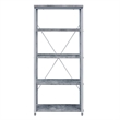 Pemberly Row Bookshelf with 4 Shelves and X Shape Frame in Silver and Gray