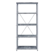 Pemberly Row Bookshelf with 4 Shelves and X Shape Frame in Silver and Gray