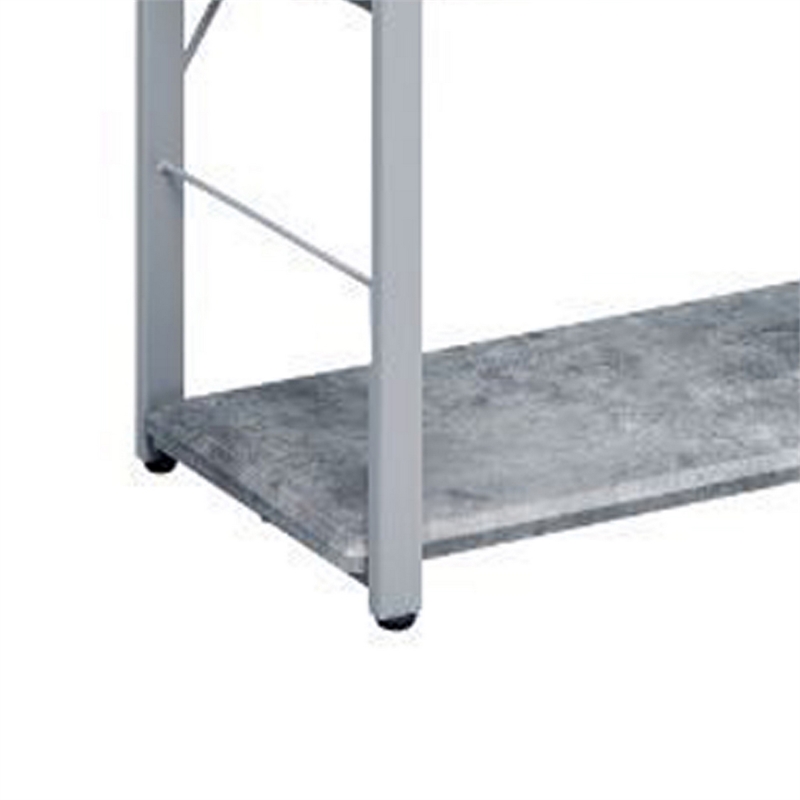 Pemberly Row Bookshelf with 4 Shelves and X Shape Frame in Silver and Gray