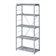 Pemberly Row Bookshelf with 4 Shelves and X Shape Frame in Silver and Gray