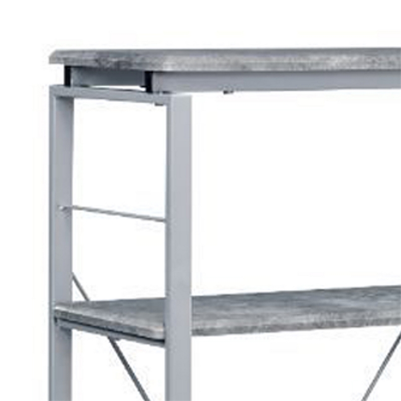 Pemberly Row Bookshelf with 4 Shelves and X Shape Frame in Silver and Gray