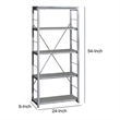 Pemberly Row Bookshelf with 4 Shelves and X Shape Frame in Silver and Gray