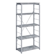 Pemberly Row Bookshelf with 4 Shelves and X Shape Frame in Silver and Gray