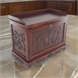 Pemberly Row Engraved Wooden Shoe Cabinet with Drop Down Opening in Brown