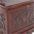 Pemberly Row Engraved Wooden Shoe Cabinet with Drop Down Opening in Brown