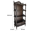 Pemberly Row Bookcase with 4 Shelves and Filigree Accents in Brown