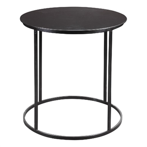 Pemberly Row Round Metal Frame Side Table with Tubular Legs in Black