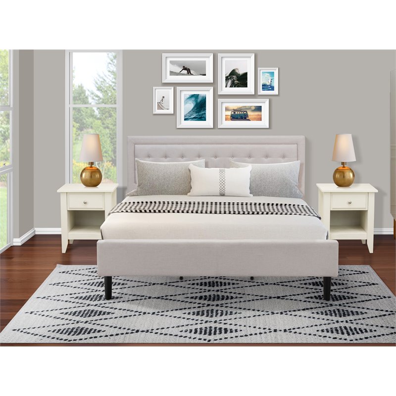 Pemberly Row 3-piece King Bedroom Set in Mist Beige and Walnut Finish