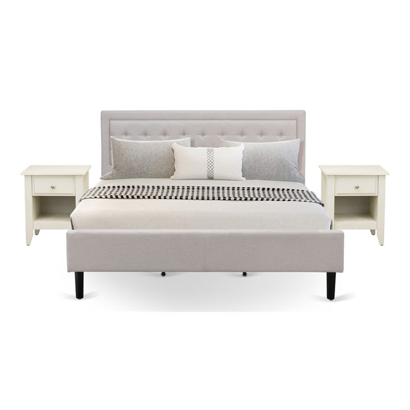 Pemberly Row 3-piece King Bedroom Set in Mist Beige and Walnut Finish