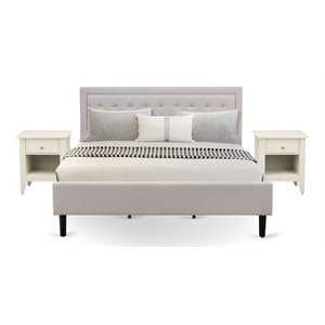 Pemberly Row 3-piece King Bedroom Set in Mist Beige and Walnut Finish