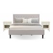 Pemberly Row 3-piece King Bedroom Set in Mist Beige and Walnut Finish