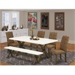 Pemberly Row 6-Piece Rectangular Dining Set with Bench in Jacobean