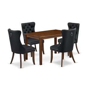 Pemberly Row 5-Piece Dining Set with Upholstered Chairs in Antique Walnut