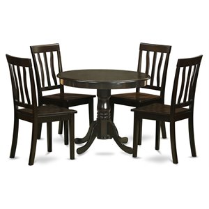 Pemberly Row 5-Piece Round Wood Kitchen Table Set in Cappuccino