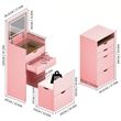 Pemberly Row Pink 3-in-1 Dressing Table Set with LED Mirror and Stool