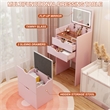 Pemberly Row Pink 3-in-1 Dressing Table Set with LED Mirror and Stool