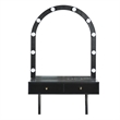 Pemberly Row Wall Mounted Floating Makeup Vanity with LED Mirror in Black