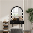 Pemberly Row Wall Mounted Floating Makeup Vanity with LED Mirror in Black
