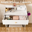 Pemberly Row White MDF LED Vanity Dressing Table with 7 Storage Cabinets