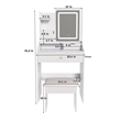Pemberly Row White MDF LED Vanity Dressing Table with 7 Storage Cabinets