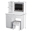 Pemberly Row White Wood Vanity Desk with Mirror Lights and 2 Large Drawers