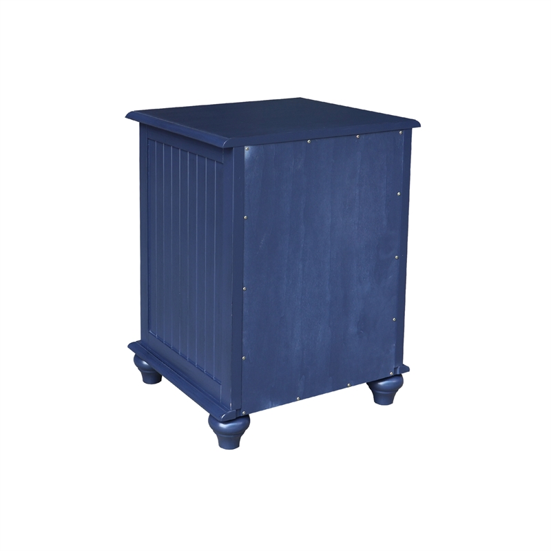 Pemberly Row Solid Wood Nightstand with Cabinet and Drawer in Denim Blue