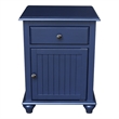 Pemberly Row Solid Wood Nightstand with Cabinet and Drawer in Denim Blue