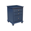 Pemberly Row Wood 3-Drawer Nightstand in Denim Blue with Tiered Storage