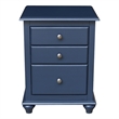 Pemberly Row Wood 3-Drawer Nightstand in Denim Blue with Tiered Storage