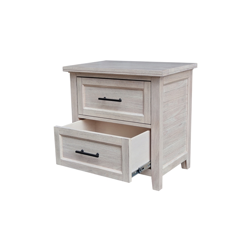 Pemberly Row Wood 2-Drawer Nightstand in Macchiato with 18.5