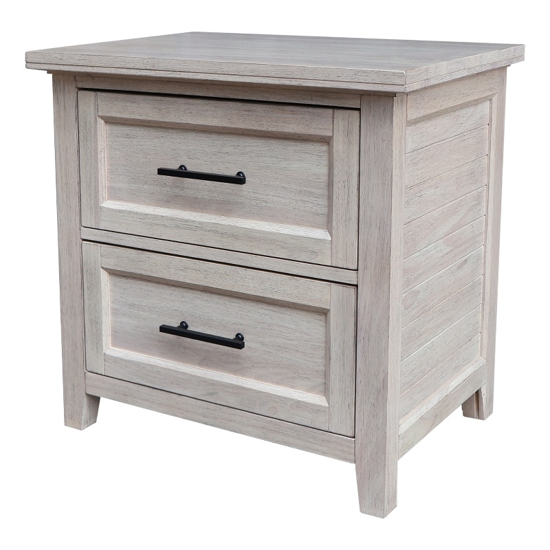 Pemberly Row Wood 2-Drawer Nightstand in Macchiato with 18.5