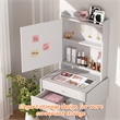 Pemberly Row White MDF Small Space Vanity Set with Foldable Side Tables