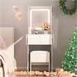 Pemberly Row White MDF Small Space Vanity Set with Foldable Side Tables
