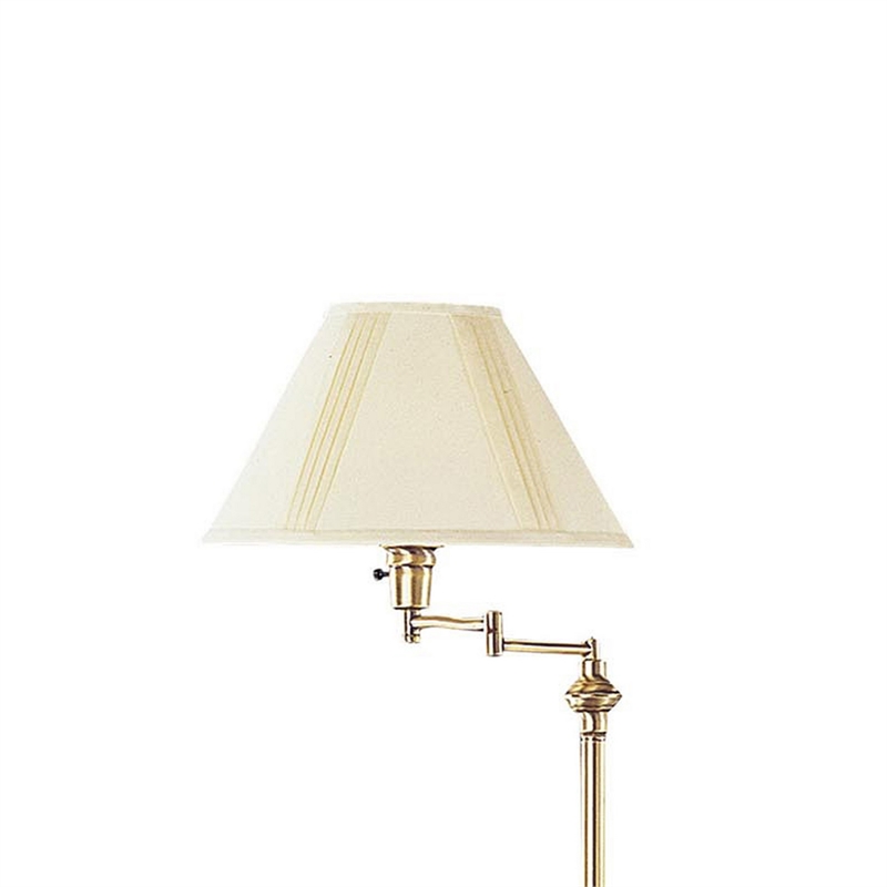 Pemberly Row 150 Watt Floor Lamp with Swing Arm and Fabric Shade in Gold