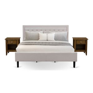 Pemberly Row 3-Piece King Bedroom Set with Mist Beige Wingback Bed