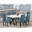 Pemberly Row 7-Piece Wood Dining Set with Black and Mineral Blue Finish
