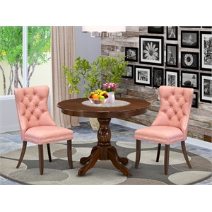Pemberly Row 3-Piece Round Kitchen Table Set Wood Antique Walnut