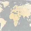Pemberly Row Surfboard Wall Art with World Map Print in Gray and White