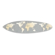 Pemberly Row Surfboard Wall Art with World Map Print in Gray and White