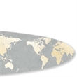 Pemberly Row Surfboard Wall Art with World Map Print in Gray and White