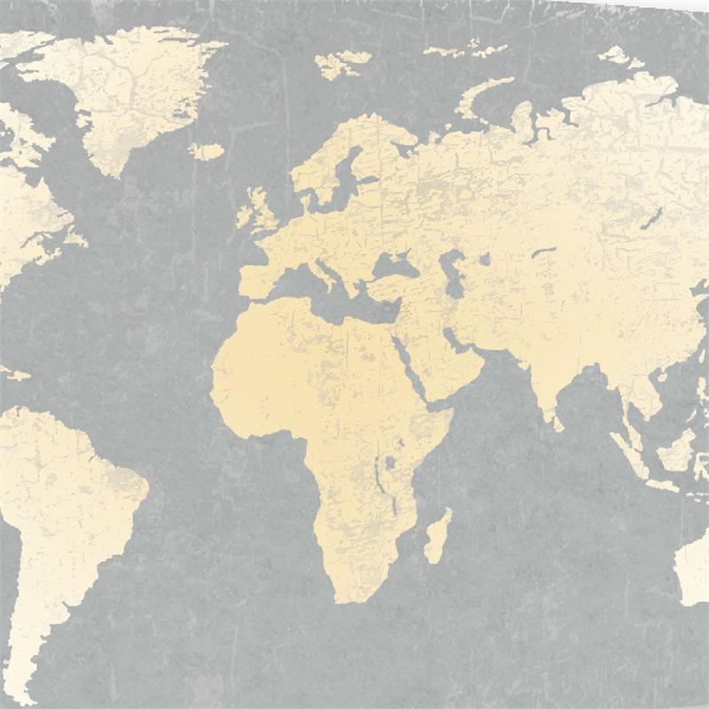 Pemberly Row Surfboard Wall Art with World Map Print in Gray and White