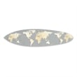 Pemberly Row Surfboard Wall Art with World Map Print in Gray and White