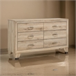 Pemberly Row Wood 6-Drawer Dresser with Bracket Feet in Brown