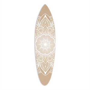 Pemberly Row Surfboard Wall Art with Medallion Print in Brown and White