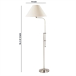 Pemberly Row Floor Lamp with Adjustable Height and Fabric Shade in Silver